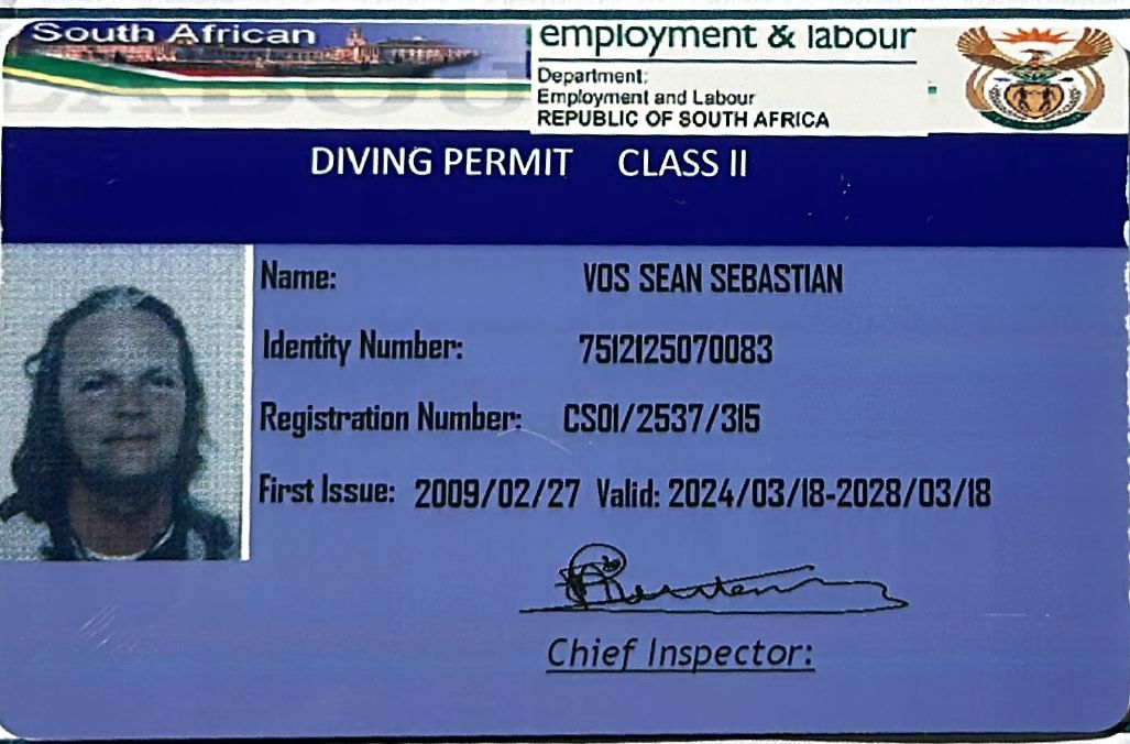Certificate: Class 2 Diving Permit